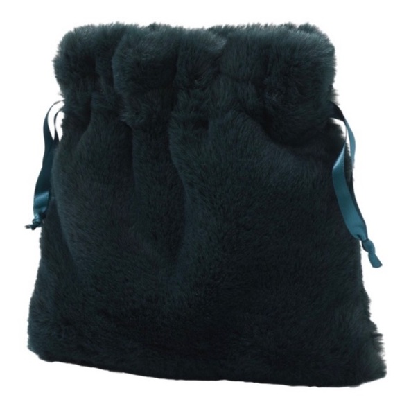 🆕 Green Furry Ulta Cosmetic Drawstring Bag - makeup storage travel - Picture 1 of 5
